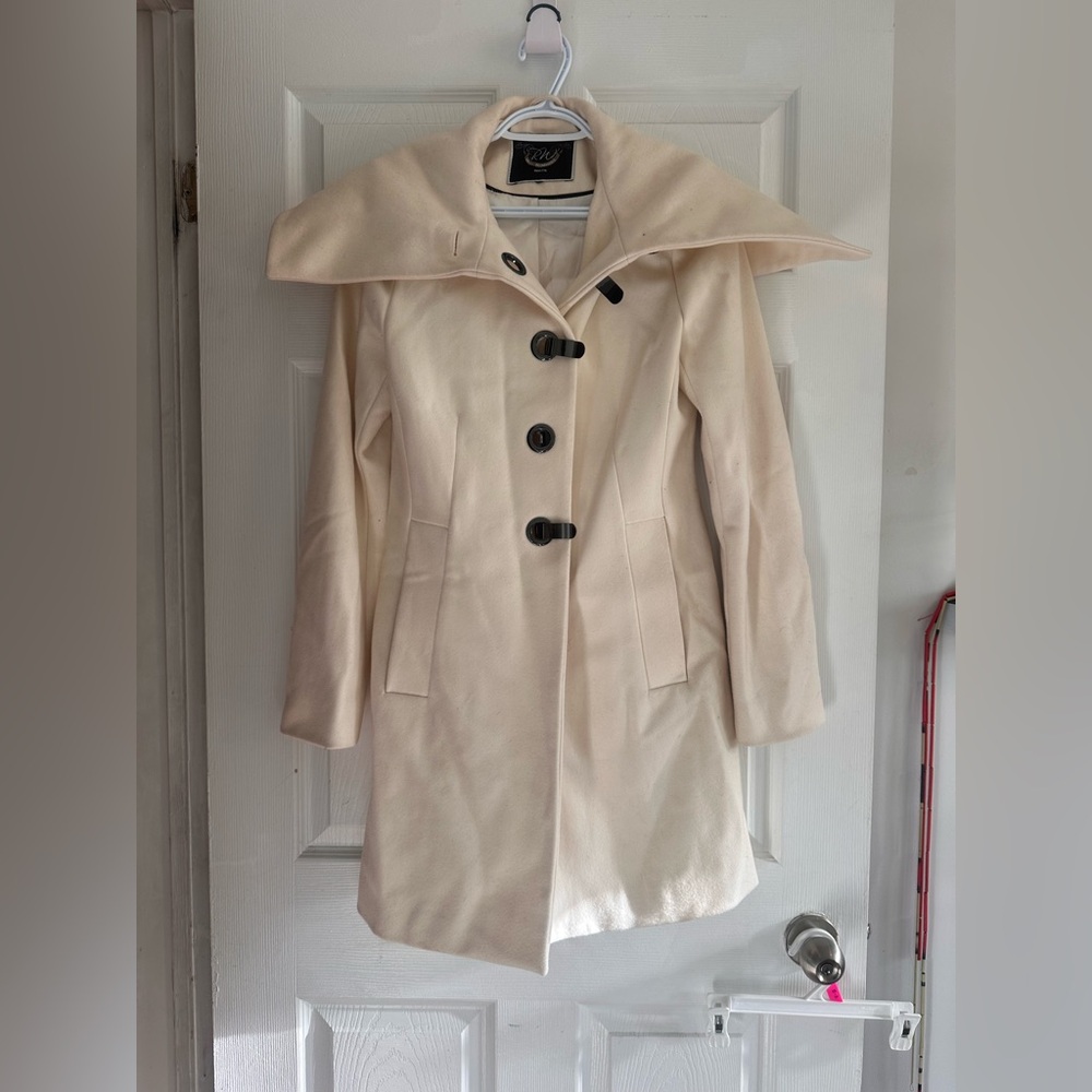 White wool pea coat